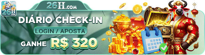 Check-in diário e bônus no app 26h.com