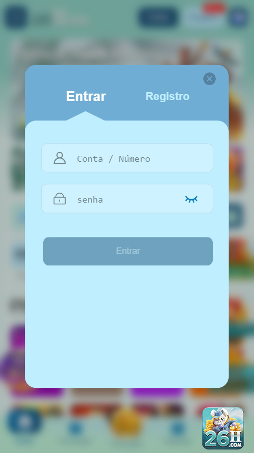 Login seguro na 26h.com